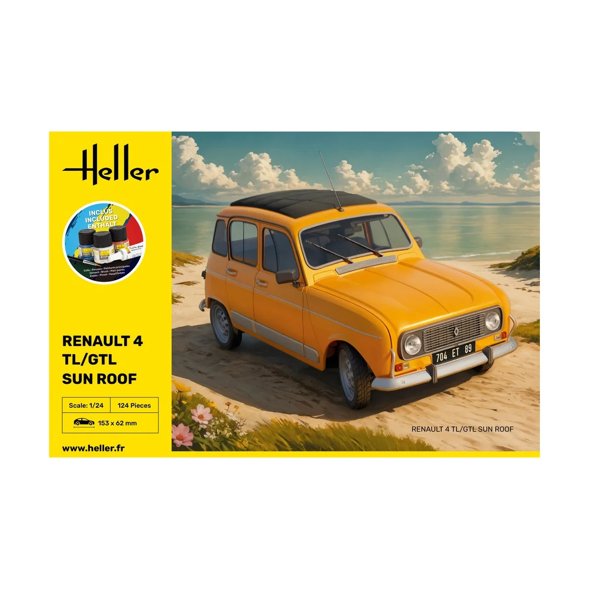 Renault 4 TL/GTL Sun Roof 1/24 Heller + colle et peintures Heller HEL-58704 - 3