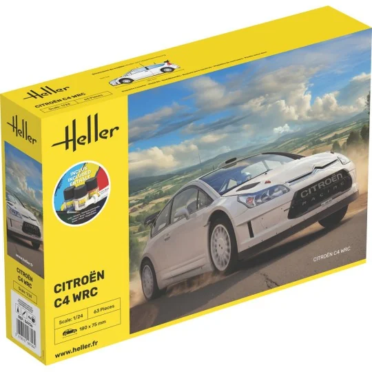 HEL-56756-Citroen C4 WRC 1/24 Heller + colle et peintures - HEL-56756