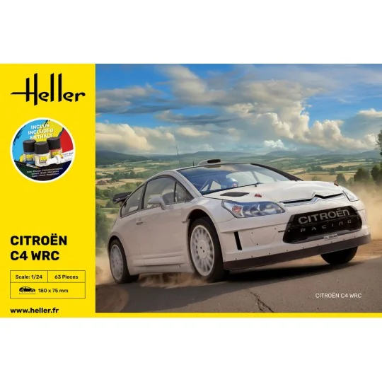 HEL-56756-Citroen C4 WRC 1/24 Heller + colle et peintures - HEL-56756