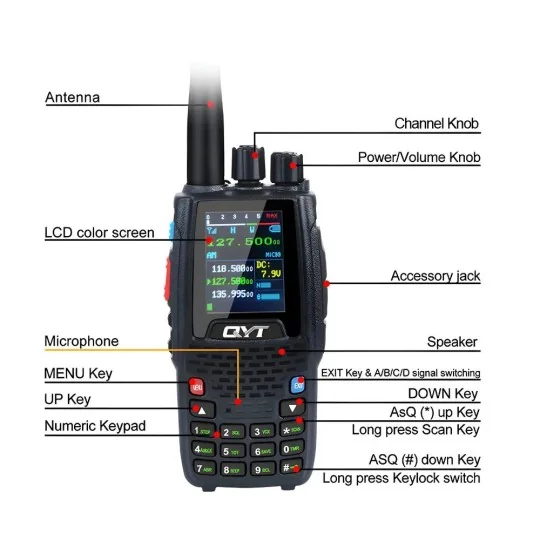 QYT-KT-A16-Radio VHF Aviation / ULM émission et réception 108-136 Mhz KT-A16 QYT - QYT-KT-A16