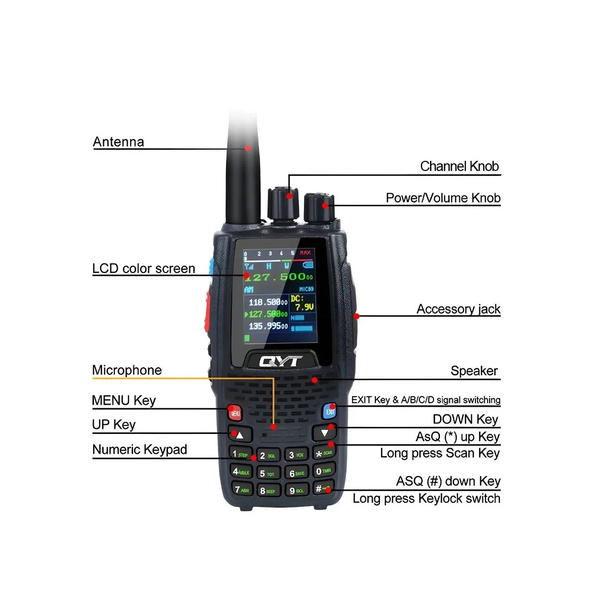 VHF Aviation / ULM radio transmission and reception 108-136 Mhz KT-A16 QYT QYT-KT-A16 - 4 VHF Aviation / ULM radio transmission and reception 108-136 Mhz KT-A16 QYT QYT-KT-A16 - 4
