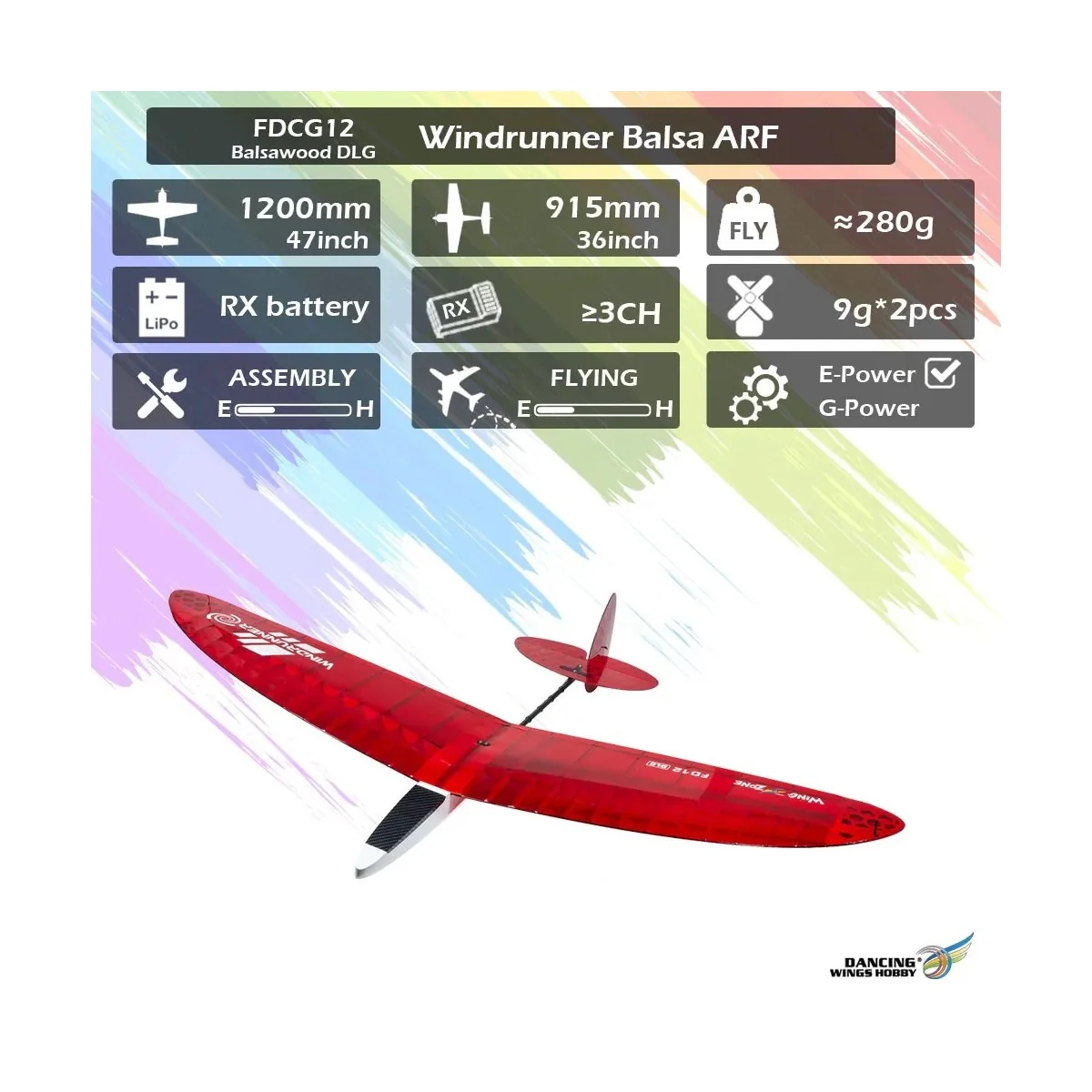 Planeur DLG Windrunner 1.20m FDCG12 Kit ARF balsa DW Hobby DW Hobby - Dancing Wings Hobby FDCG1201 - 7 Planeur DLG Windrunner 1.20m FDCG12 Kit ARF balsa DW Hobby DW Hobby - Dancing Wings Hobby FDCG1201 - 7