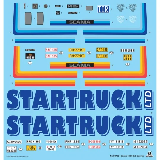 I90762-Scania 142H 6x2 Tarpaulin Truck 1/24 Italeri
