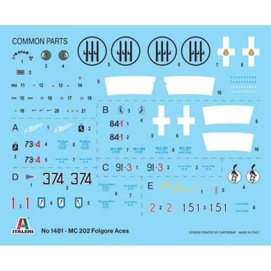 I1481-Avion MC.202 Folgore Aces 1/72 Italeri