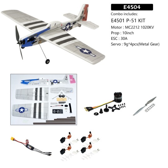 E4504-P-51 Mustang 3D Sport 1000mm E45 Kit PNP DW Hobby
