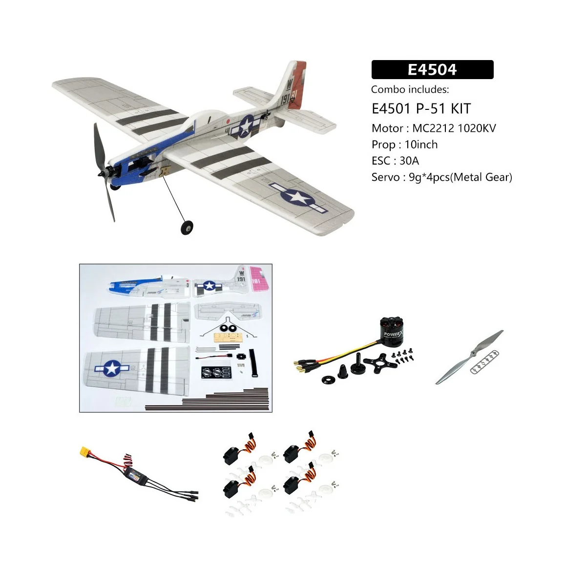 P-51 Mustang 3D Sport 1000mm E45 Kit PNP DW Hobby DW Hobby - Dancing Wings Hobby E4504 - 1 P-51 Mustang 3D Sport 1000mm E45 Kit PNP DW Hobby DW Hobby - Dancing Wings Hobby E4504 - 1