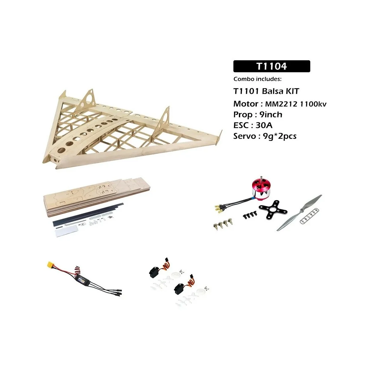 Air Kart Delta Flying Wing 1m T11 Kit PNP balsa DW Hobby DW Hobby - Dancing Wings Hobby T1104 - 1
