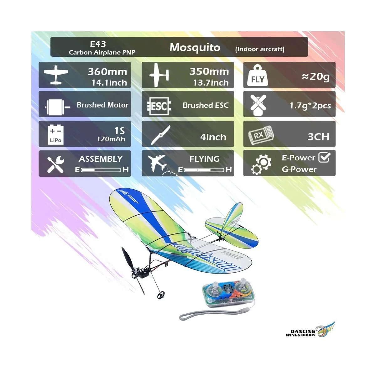 copy of Fokker-E 1.58m 1/6 S24 Kit ARF PNP balsa DW Hobby DW Hobby - Dancing Wings Hobby E4306 - 3