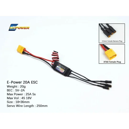 BE005-Controleur brushless ESC 20A AEO