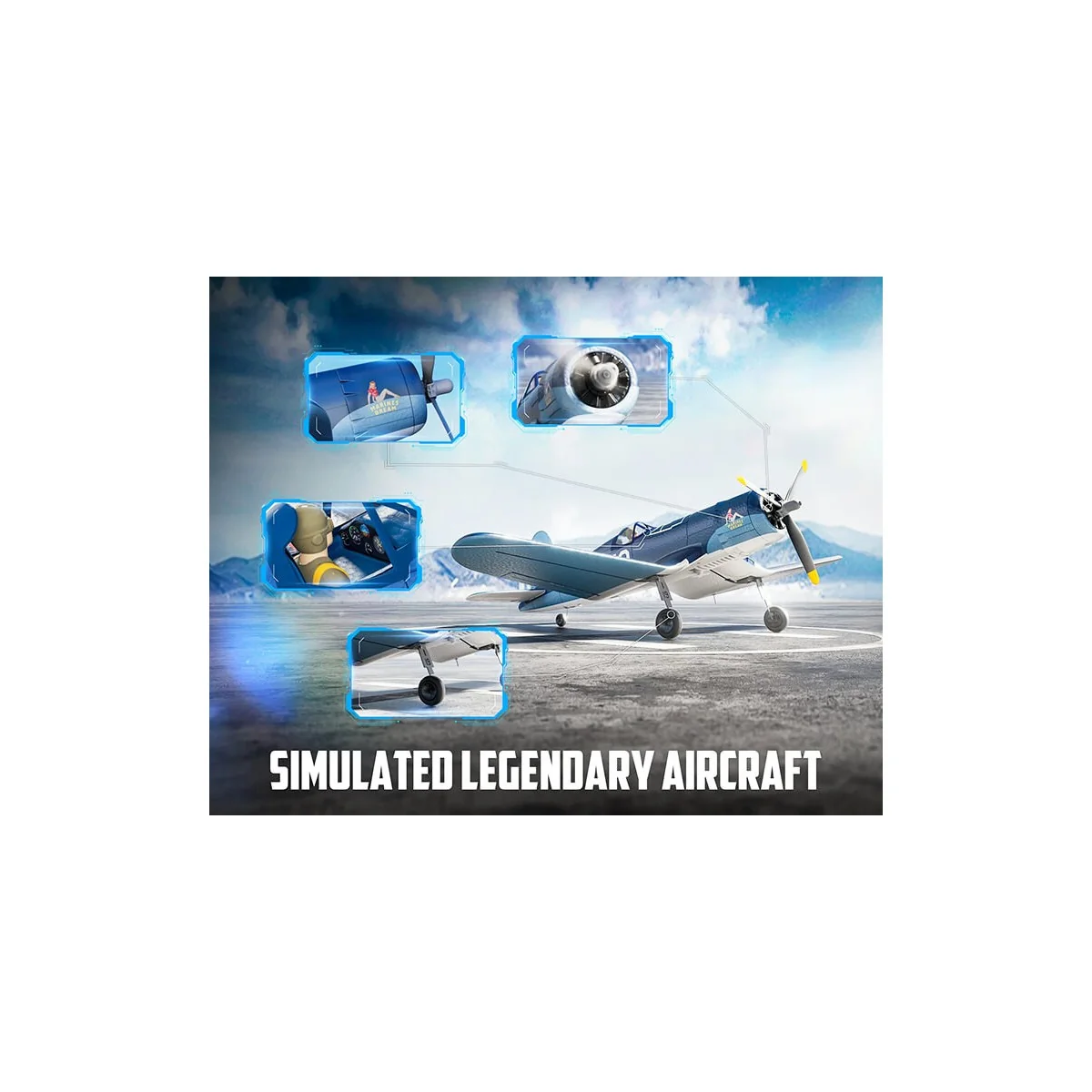 Corsair F4U 500mm Brushless Aircraft with RTF Volantex Flight Stabilizer Volantex V768-3 - 6