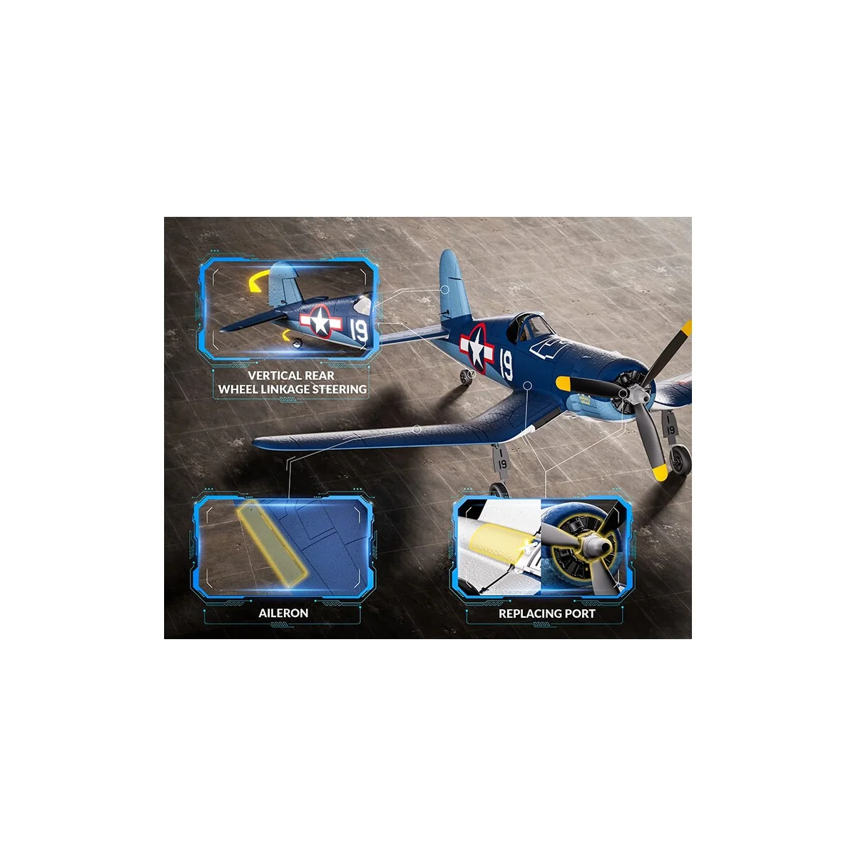 Corsair F4U 500mm Brushless Aircraft with RTF Volantex Flight Stabilizer Volantex V768-3 - 8