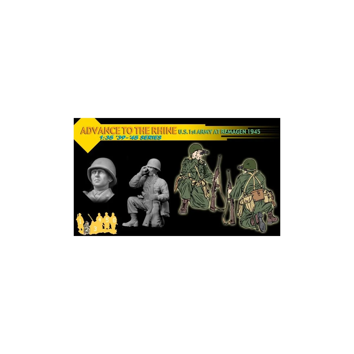 Personnages soldats 1st ARMY US (Remagen 1945) 1/35 Dragon D6271 - 3 Personnages soldats 1st ARMY US (Remagen 1945) 1/35 Dragon D6271 - 3