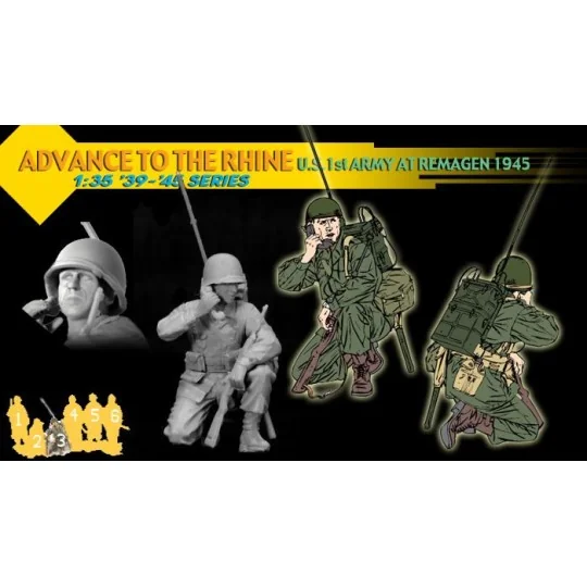 Personnages soldats 1st ARMY US (Remagen 1945) 1/35 Dragon D6271 - 4 D6271-Personnages soldats 1st ARMY US (Remagen 1945) 1/35 Dragon - D6271