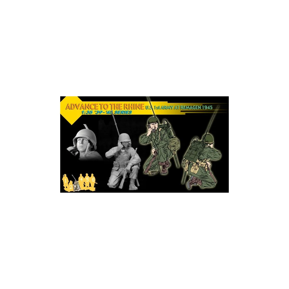 Personnages soldats 1st ARMY US (Remagen 1945) 1/35 Dragon D6271 - 4 Personnages soldats 1st ARMY US (Remagen 1945) 1/35 Dragon D6271 - 4