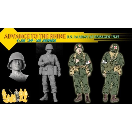 Personnages soldats 1st ARMY US (Remagen 1945) 1/35 Dragon D6271 - 5 D6271-Personnages soldats 1st ARMY US (Remagen 1945) 1/35 Dragon - D6271