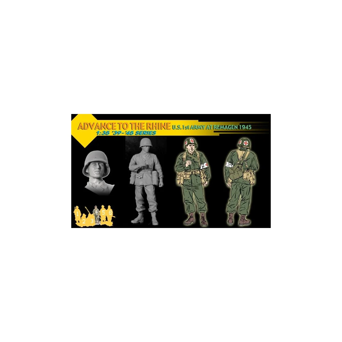 Personnages soldats 1st ARMY US (Remagen 1945) 1/35 Dragon D6271 - 5 Personnages soldats 1st ARMY US (Remagen 1945) 1/35 Dragon D6271 - 5
