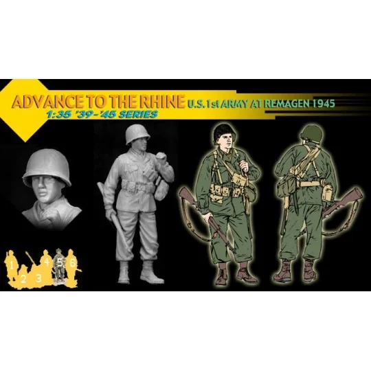 Personnages soldats 1st ARMY US (Remagen 1945) 1/35 Dragon D6271 - 6 D6271-Personnages soldats 1st ARMY US (Remagen 1945) 1/35 Dragon - D6271
