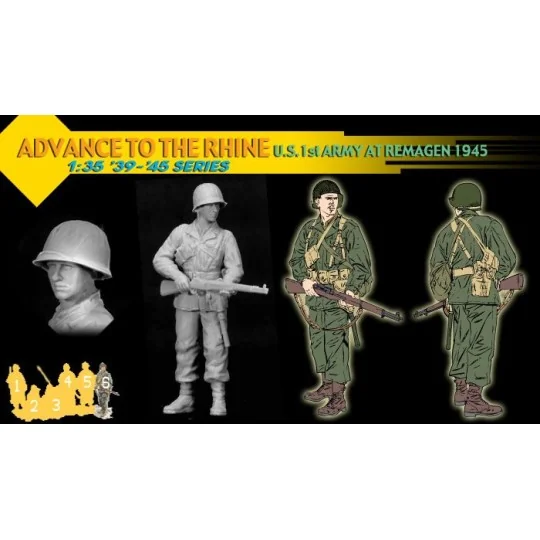 Personnages soldats 1st ARMY US (Remagen 1945) 1/35 Dragon D6271 - 7 D6271-Personnages soldats 1st ARMY US (Remagen 1945) 1/35 Dragon - D6271