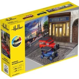 Kit diorama Splendid Hotel avec 2 voitures 1/24 Heller + colle et peintures Heller HEL-52330 - 1