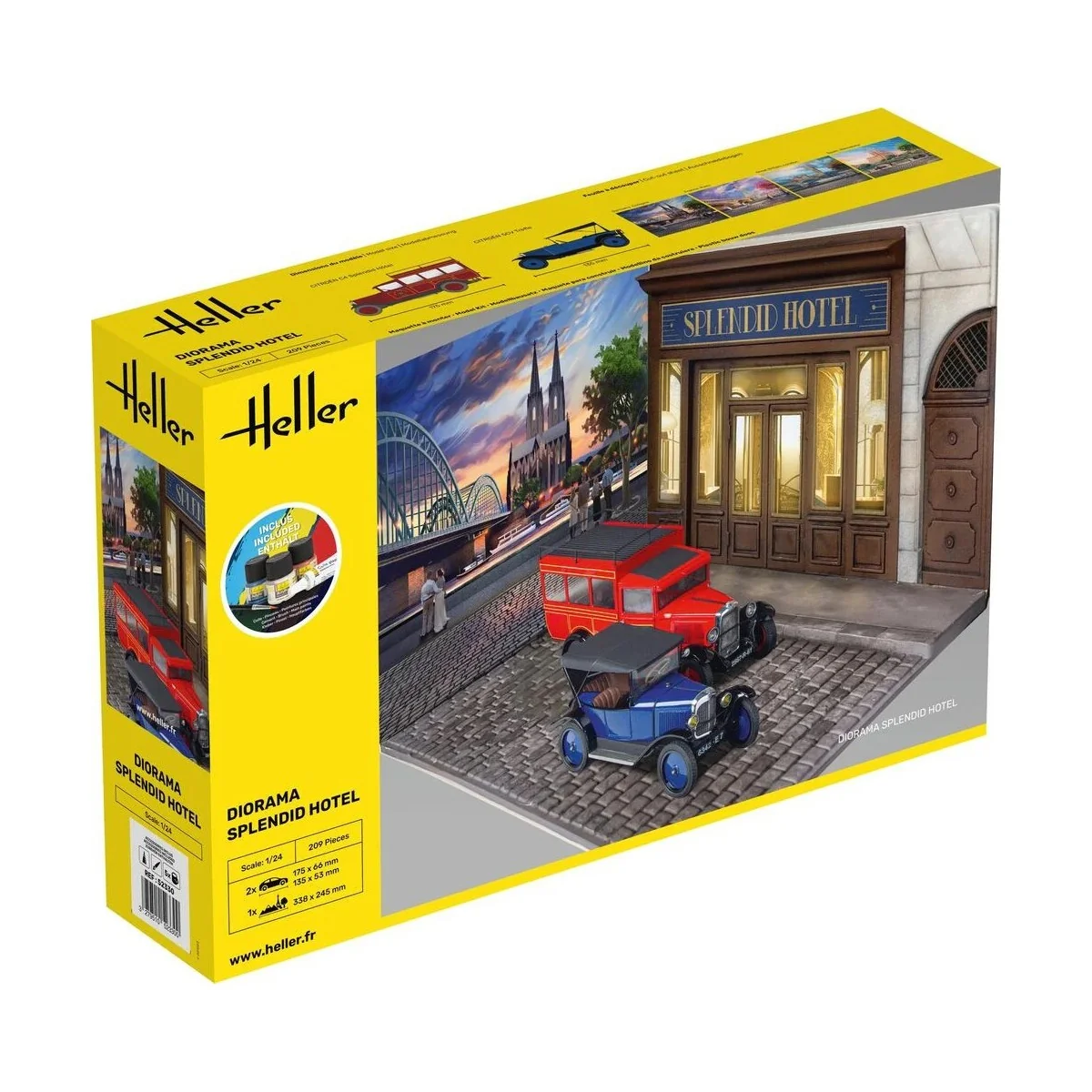 Kit diorama Splendid Hotel avec 2 voitures 1/24 Heller + colle et peintures Heller HEL-52330 - 1 Kit diorama Splendid Hotel avec 2 voitures 1/24 Heller + colle et peintures Heller HEL-52330 - 1