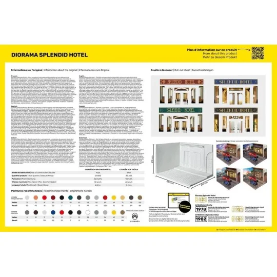 HEL-52330-Splendid Hotel diorama kit with 2 Heller 1/24 cars + glue and paints