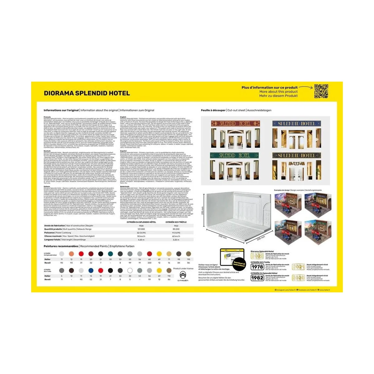 Kit diorama Splendid Hotel avec 2 voitures 1/24 Heller + colle et peintures Heller HEL-52330 - 3