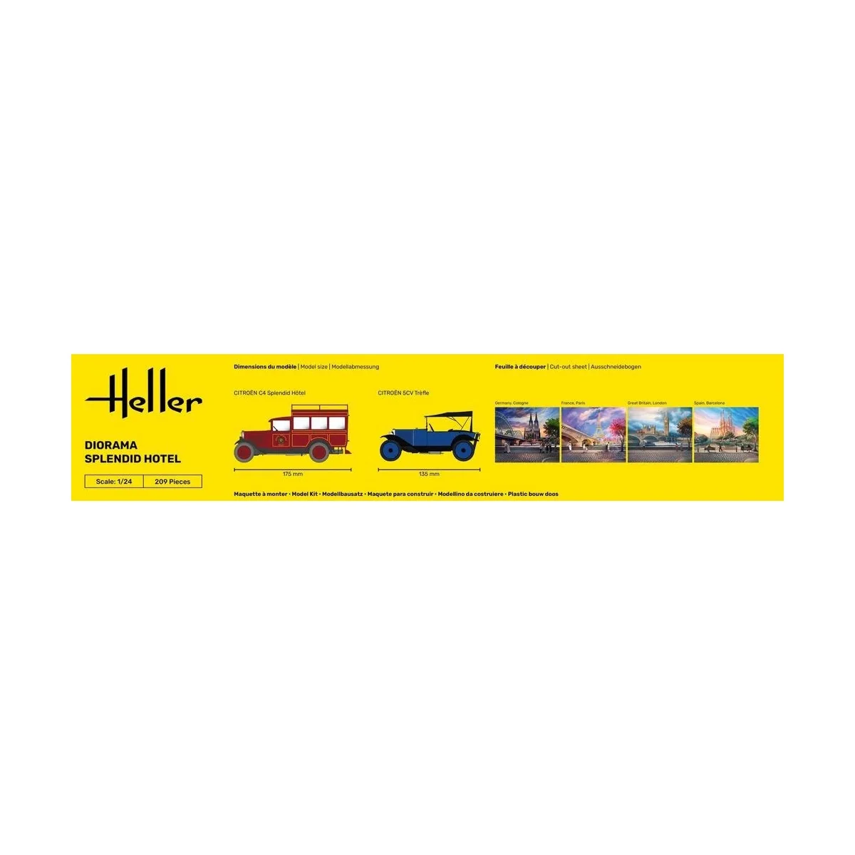Kit diorama Splendid Hotel avec 2 voitures 1/24 Heller + colle et peintures Heller HEL-52330 - 4