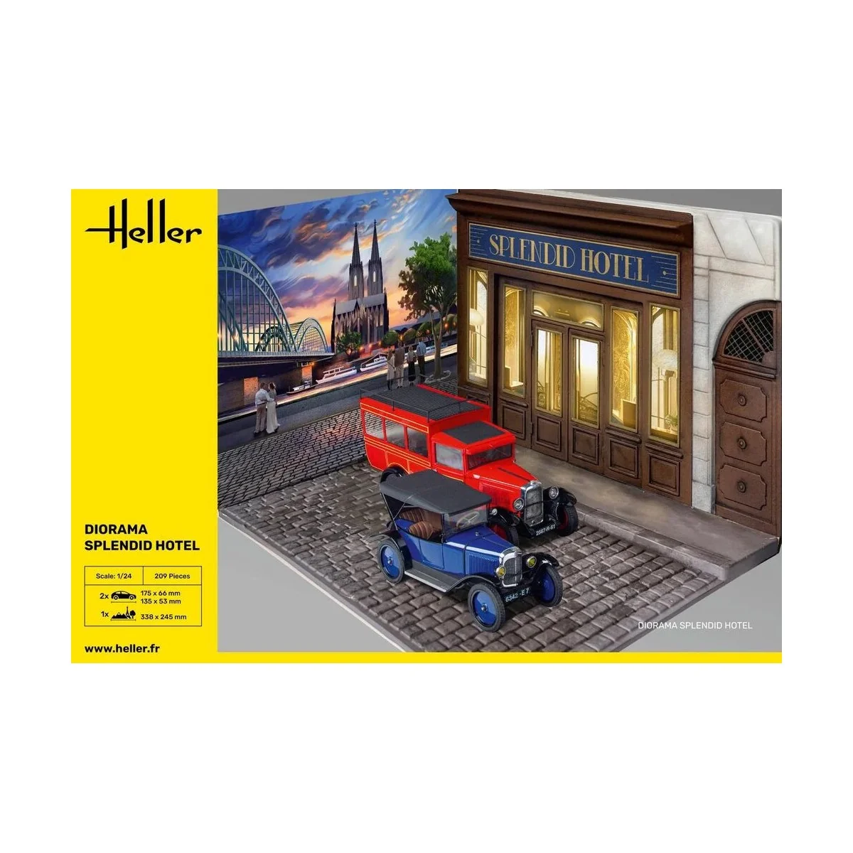 Kit diorama Splendid Hotel avec 2 voitures 1/24 Heller Heller HEL-50330 - 2