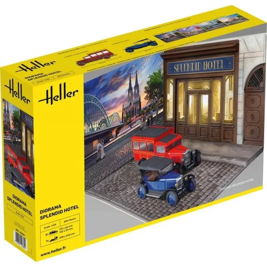 HEL-50330-Kit diorama Splendid Hotel avec 2 voitures 1/24 Heller