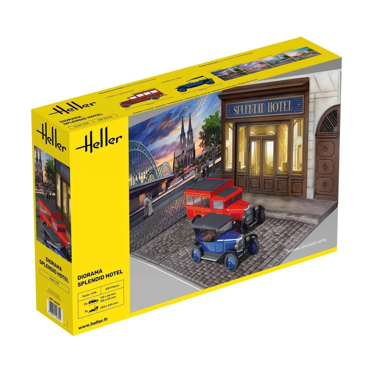 Splendid Hotel Diorama Kit with 2 Cars 1/24 Heller Heller HEL-50330 - 1