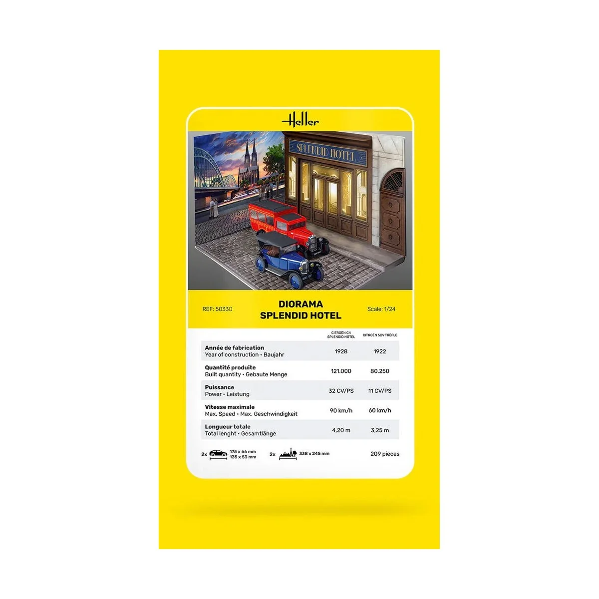 Splendid Hotel Diorama Kit with 2 Cars 1/24 Heller Heller HEL-50330 - 5