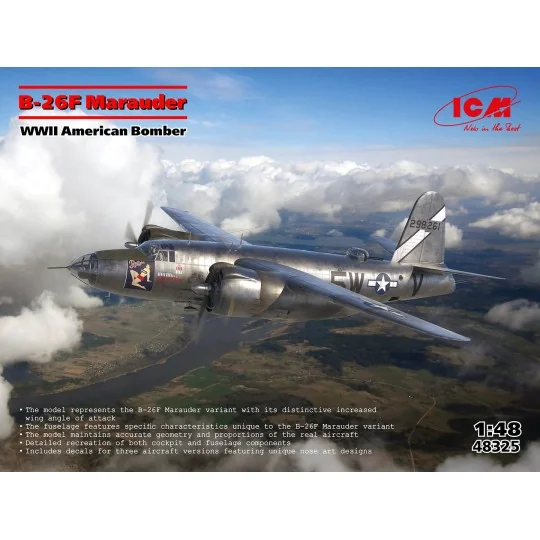 48325-B-26F Marauder aircraft, WWII American Bomber, 1/48 ICM