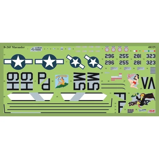 48325-B-26F Marauder aircraft, WWII American Bomber, 1/48 ICM