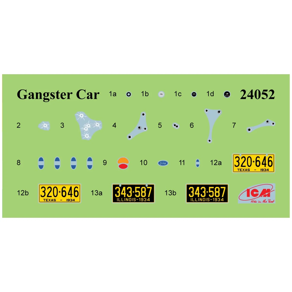 Ford Model A Voiture Gangsters 1/24 ICM 24052 - 8 Ford Model A Voiture Gangsters 1/24 ICM 24052 - 8