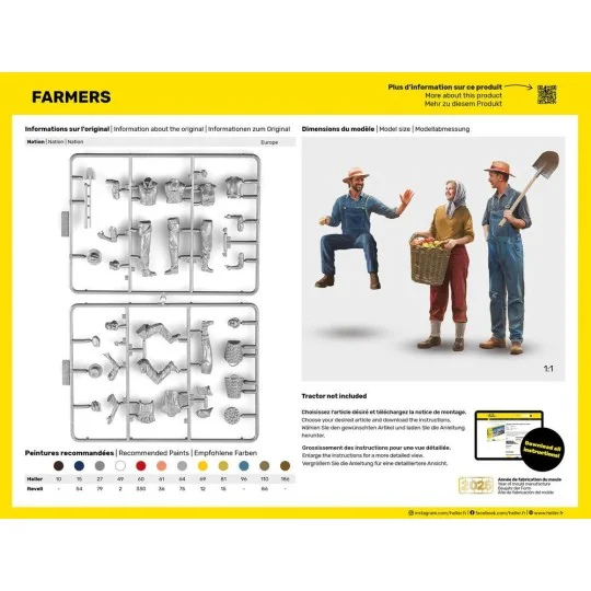 HEL-82752-Personnages, fermiers 1/24 Heller - HEL-82752