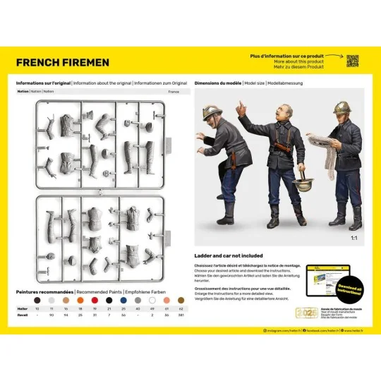 HEL-82753-Personnages, pompiers français 1/24 Heller - HEL-82753