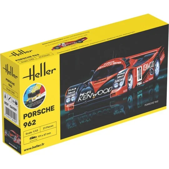 Porsche 962 1/43 Heller + colle et peintures Heller HEL-56109 - 1 HEL-56109-Porsche 962 1/43 Heller + colle et peintures - HEL-56109