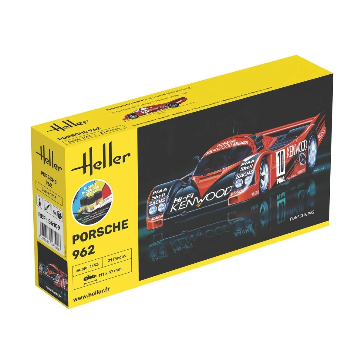 Porsche 962 1/43 Heller + glue and paints Heller HEL-56109 - 1