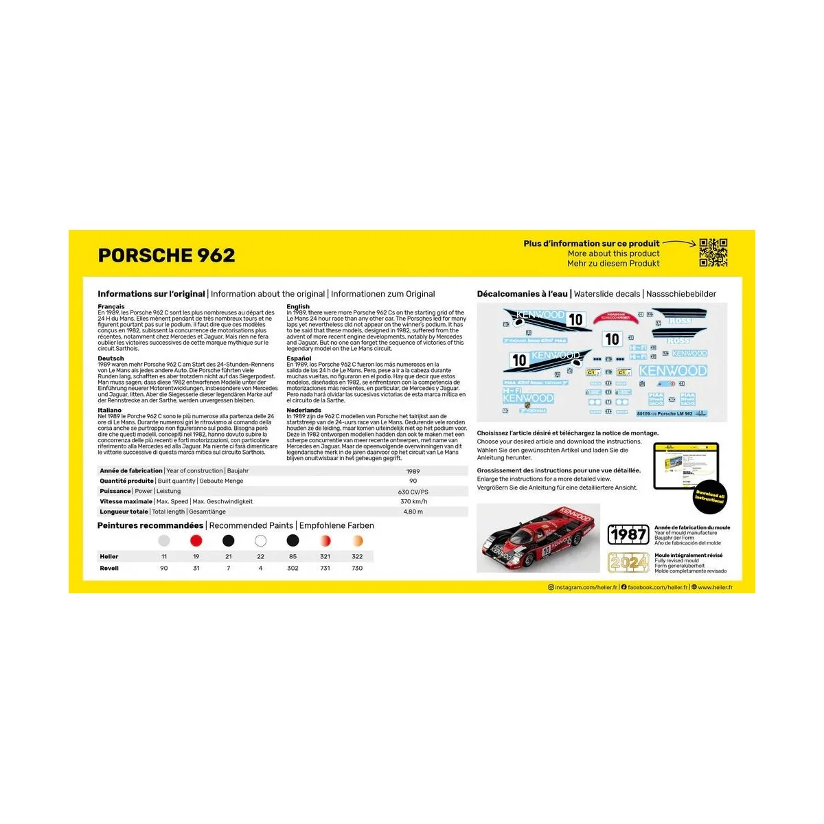 Porsche 962 1/43 Heller + glue and paints Heller HEL-56109 - 3