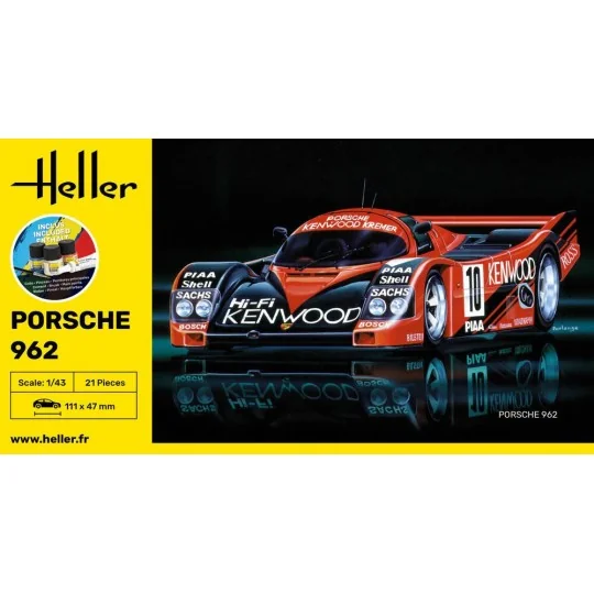 Porsche 962 1/43 Heller + colle et peintures Heller HEL-56109 - 5 HEL-56109-Porsche 962 1/43 Heller + colle et peintures - HEL-56109