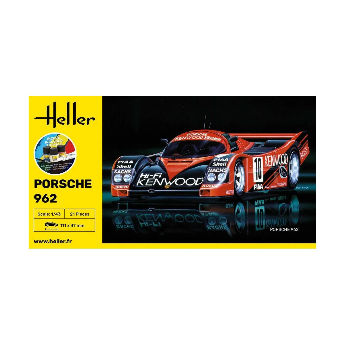Porsche 962 1/43 Heller + colle et peintures Heller HEL-56109 - 5 Porsche 962 1/43 Heller + colle et peintures Heller HEL-56109 - 5