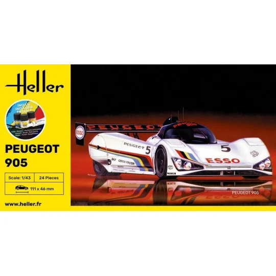 Peugeot 905 1/43 Heller + colle et peintures Heller HEL-56110 - 3 HEL-56110-Peugeot 905 1/43 Heller + colle et peintures - HEL-56110