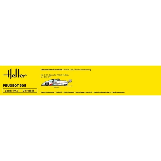 Peugeot 905 1/43 Heller + colle et peintures Heller HEL-56110 - 4 HEL-56110-Peugeot 905 1/43 Heller + colle et peintures - HEL-56110