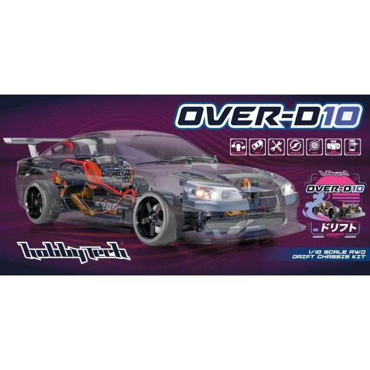 8.OVER-D10.COMBS15-Drift Track Car OVER-D10 Combo + S15 Body 1/10 KIT HobbyTech