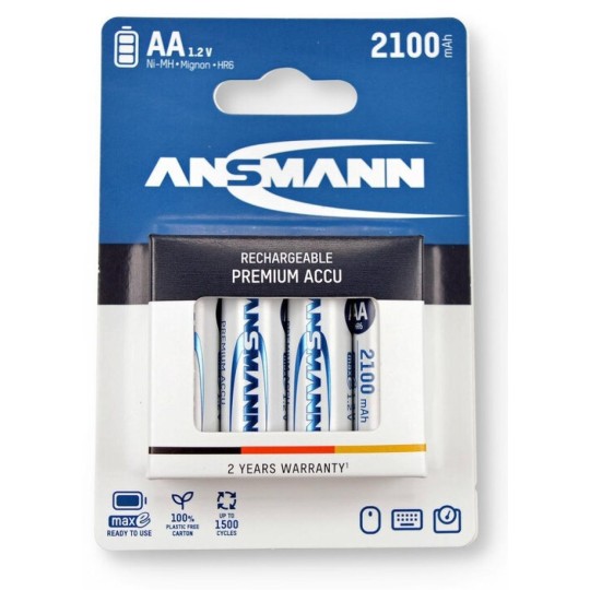 Accus R6 AA NiMh 2100mAh (4) Ansmann Ansmann Racing 5015563 - 1 5035052-Accus R6 AA NiMh 2100mAh (4) Ansmann - 5035052