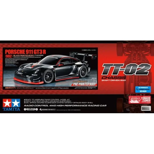 Porsche 911 GT3 R (992), painted body TT-02 Tamiya Kit Tamiya 47512 - 2 47512-Porsche 911 GT3 R (992), painted body TT-02 Tamiya Kit - 47512