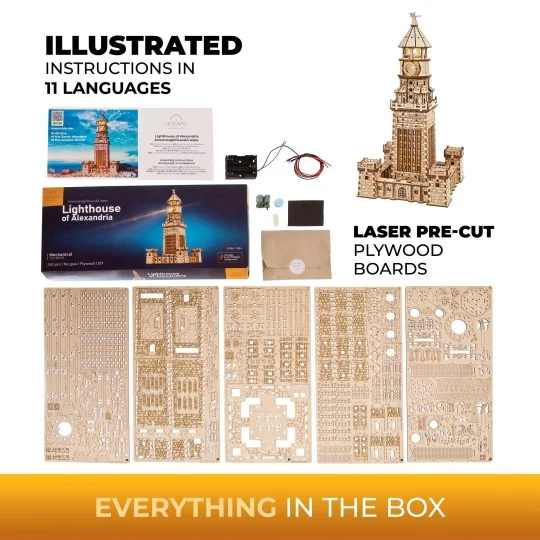 UG-70254-Phare d’Alexandrie Puzzle 3D bois UGEARS - UG-70254