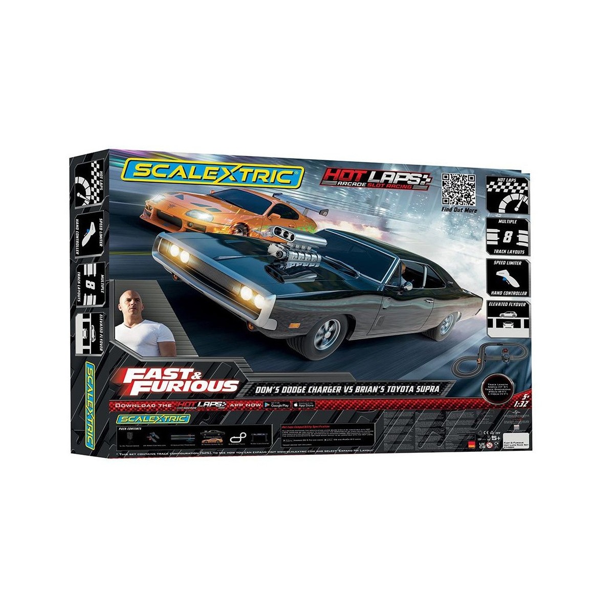 Circuit slot Fast and Furious Hot Laps 1/32 Scalextric Scalextric C1458P - 1