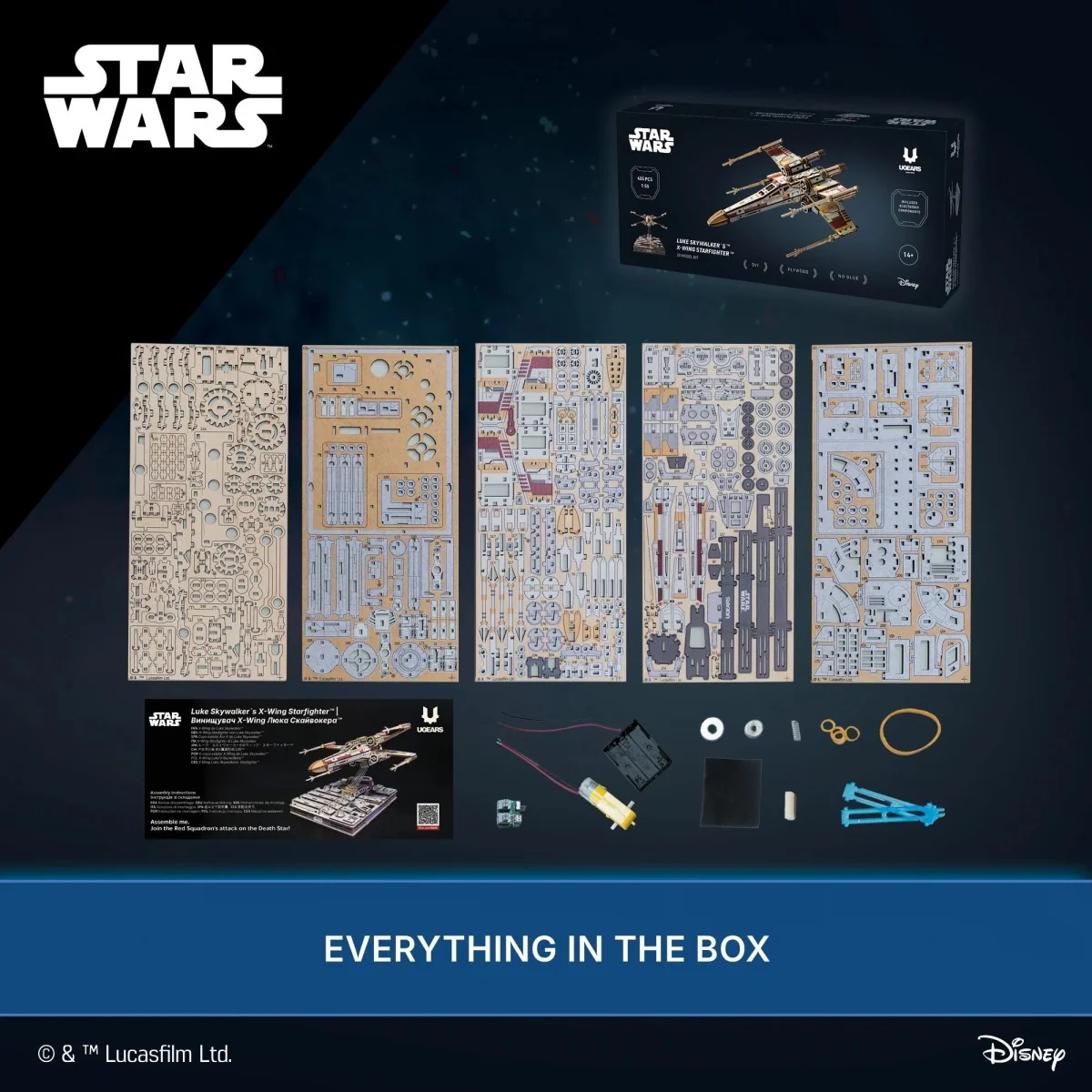 Luke Skywalker's X-Wing Star Wars 3D Wooden Puzzle UGEARS UGEARS UG-70269 - 15