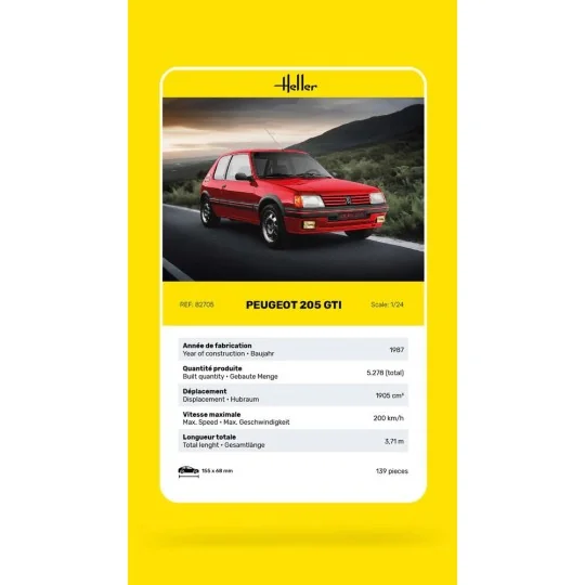 HEL-82705-Peugeot 205 GTI 1/24 Heller - HEL-82705